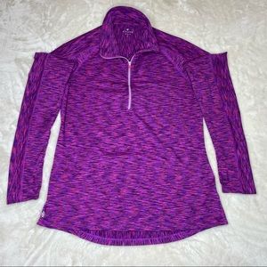 Athleta pink and purple pull over sport shirt thumbholes size L